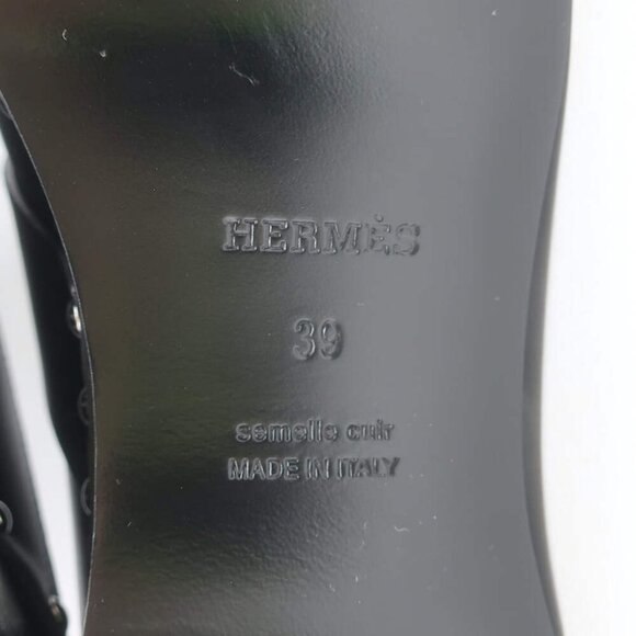 Hermes Calya Studded Clog Mules Black Leather Size 39 - Picture 13 of 13